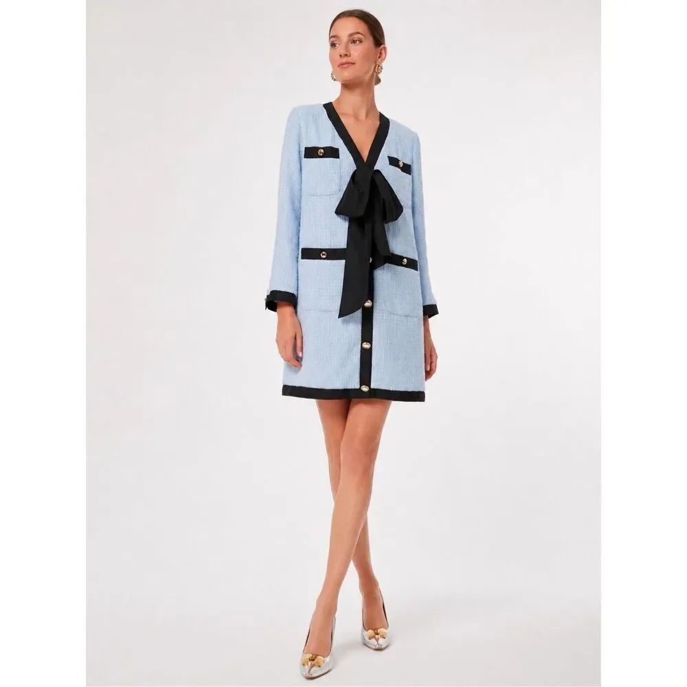 NWT Tuckernuck Pomander Place Coco Bouclé Tweed Bow Shift Dress XL Old Money